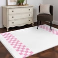 thumbnail image 3 of Minimalist Pink Washable Area Rug 4x6 Buffalo Check Plaid Farmhouse Farm Theme Low-Profile Large Area Rugs with Non Slip Backing Indoor Floor Carpet for Entrance Living Room Bedroom Home Office, 3 of 9