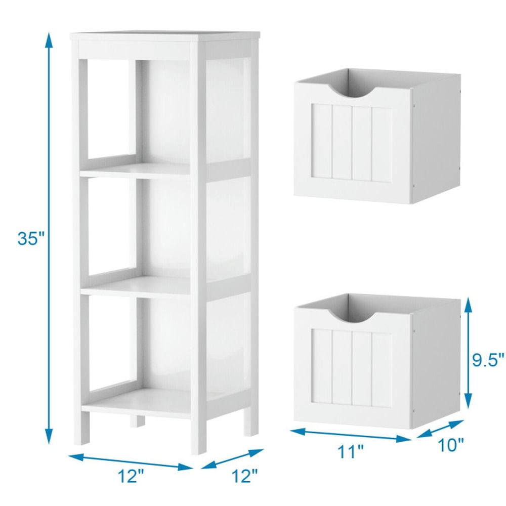 Finihen Storage Cabinet, Floor Cabinet, Floor Multifunction Bathroom Storage Organizer Rack with 2 Drawers, for Bathroom, Living Room, Bedroom, Kitchen, White