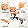 thumbnail image 5 of TPHORK Retro PU Leather Office Chair,Mid Back Swivel Task Chair with Wheels and Arms,Height and Backrest Adjustable Home Office Desk Computer Chair,Green2, 5 of 8