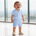 thumbnail image 2 of XAOFW Toddler Boys Girls Outfits Short Sleeve Solid Color Button Down Tops And Shorts 2 Piece Casual Sets Versatile Clothes Sets 9-12 Months, 2 of 5