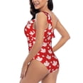 thumbnail image 4 of Gaeub Maple Leaves Women's One Shoulder Ruffle Tummy Control Swimwear for Swimming Surfing Beach Party - Large, 4 of 8