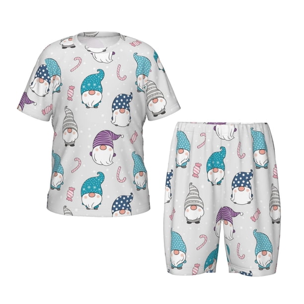 Balery cute winter Gnome Conjunto de Pijama Infantil de Manga Corta con Estampado – Ropa de Dormir de Algodón Suave-Medium