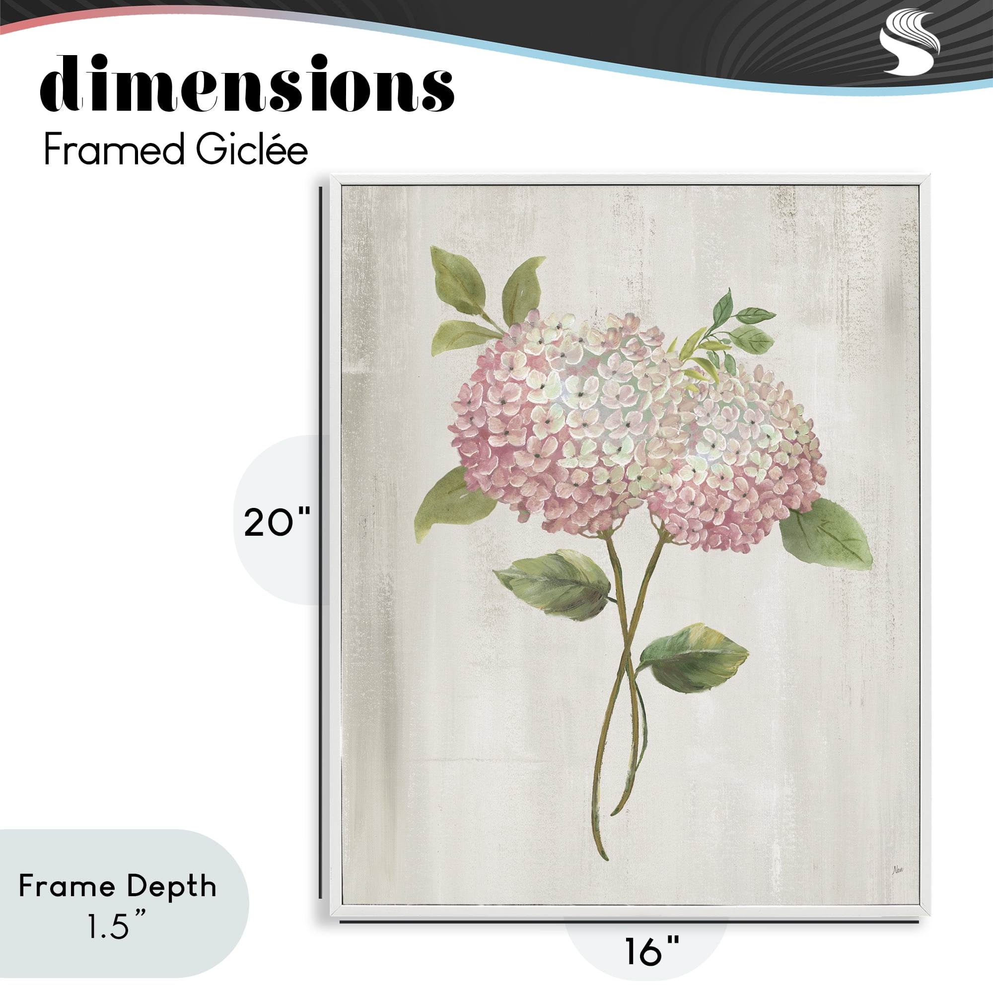 Stupell Industries Vintage Pink Hydrangea White Framed Giclee Art, design by Nan