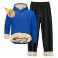 thumbnail image 4 of Aihuaihua Mens Sweatsuit Sets Sherpa Lined 2 Piece Super Warm Hooded Sweatshirts and Wide Leg Sweatpants Winter Thermal Tracksuits Blue M, 4 of 4