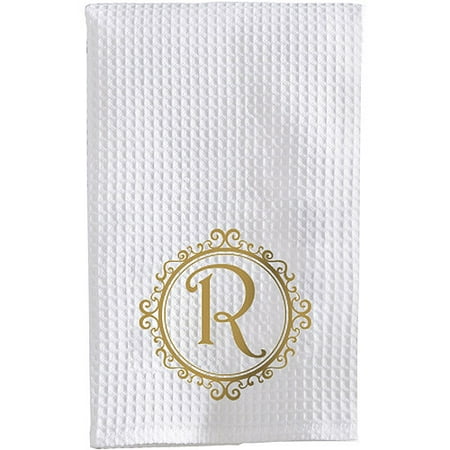Personalized Initial Waffle Weave Towel, Available in 3 Font Colors