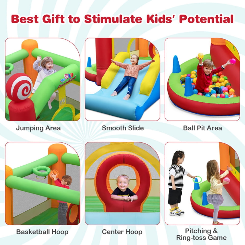 Aimee Lii Candy Land Theme Kids Inflatable Bounce House with 735W Air Blower, Playhouse for Kids Outdoor Aimee Lii Candy Land Theme Kids Inflatable Bounce House with 735W Air Blower, Playhouse for Kids Outdoor