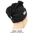 thumbnail image 4 of American Soft Linen 100% Cotton Turkish Hair Drying Towels, 2 Piece Quick Drying Hair Turban Towel Wrap, Black, 4 of 5
