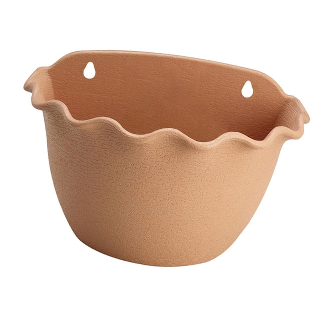Maceta colgante para decoración de pared, soporte para plantas de autorriego, macetero para balcón, cubo Marrón