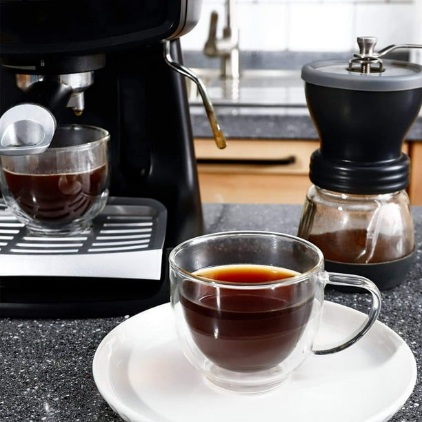 HTAIGUO 419.101 Tasses à cappuccino en verre - Verres à café à double paroi  de 7 onces pour boissons au café de spécialité, latte, café moka et thé -  Lot de 2 
