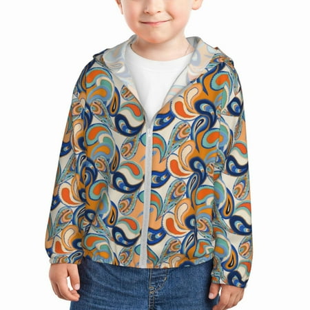 

Gaeub Fashionable Paisley Print Athletic Sun Protection Hoodie for Kids Long Sleeve Outdoor UV Shirt Running Fishing Top for Boys Girls-3 Years