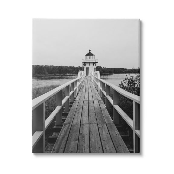 Stupell Industries Rustic Lighthouse Photography Landscape Photography Gallery Wrapped Canvas Art Print Wall Art, 16 x 20