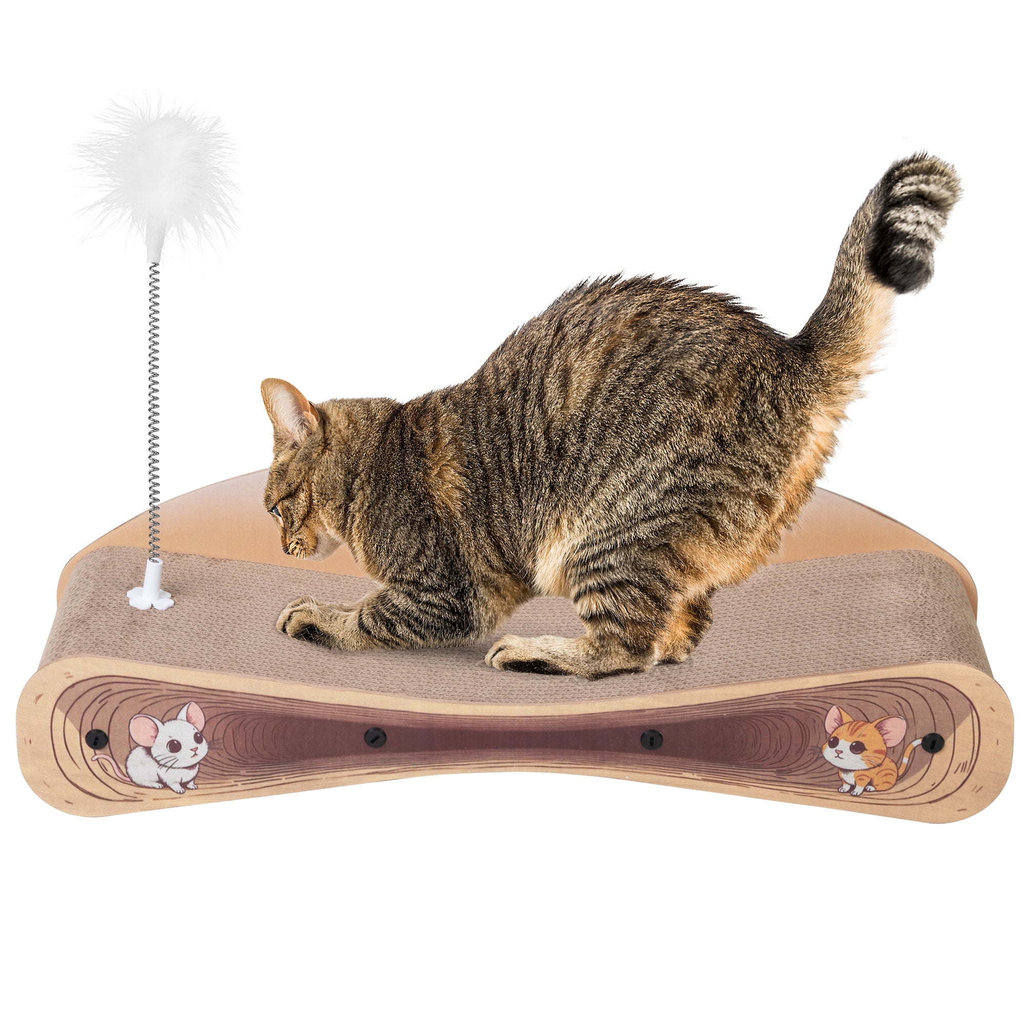 COZIWOW 2-in-1 Cardboard Cat Scratcher Bed & Lounger Scratching Post  Reversible Scratching Board Pad for Cats
