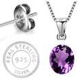 thumbnail image 6 of Femme Jam 925 Sterling Silver Natural Amethyst Gemstone & Cubic Zirconia Crystals Jewelry Set, 6 of 12