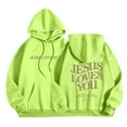 thumbnail image 4 of Luwomo Womens' Leisure Sweatshirts Long Sleeve Letter Graphic Hooded Loose Fit Pullover Tops Mint Green,M, 4 of 5