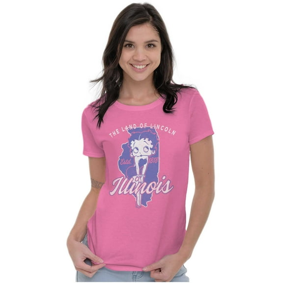 Illinois IL State Pride Betty Boop Women's T Shirt Ladies Tee Brisco Brands S