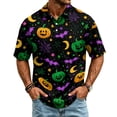 thumbnail image 2 of BRANROY Halloween Sports Polo Shirts Men - Funny Graphic Short Sleeve Button Down Casual Summer Tops with Novelty Print and Mesh Breathable for Golf and Daily Wear,Purple S, 2 of 7