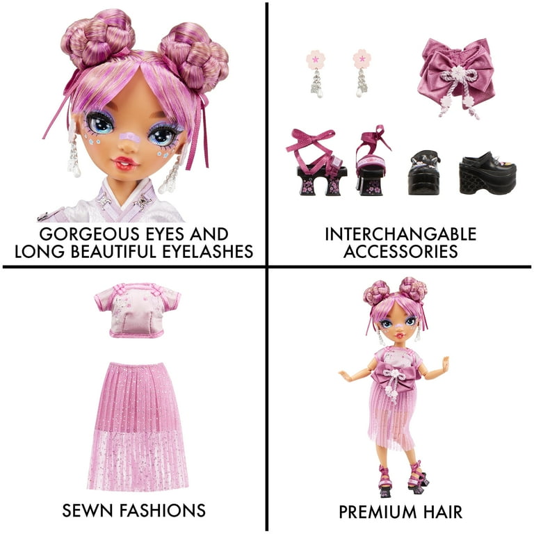 Rainbow High Lila Yamamoto- Mauve Purple Doll with 2