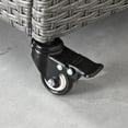 thumbnail image 5 of Dextrus Outdoor Kitchen Island Rolling Trolley Cart, Wicker Bar Cart with Wheels and 2 Steel Shelves, Kitchen Storage Dining Serving Cart - Gray, 5 of 16