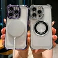 thumbnail image 6 of for iPhone 12 Pro Max Magnetic Transparent Case,Luxury Bling Four Corners Shockproof Military-Grade Protection with Camera Lens Protector MagSafe Clear Plating Cover for Women Men-Purple, 6 of 13