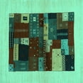 thumbnail image 1 of Ahgly Company Indoor Square Abstract Turquoise Blue Contemporary Area Rugs, 3' Square, 1 of 4