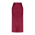 thumbnail image 5 of Women Silky Satin Maxi Skirt High Waist Elastic Elegant A Line Midi Skirts for Wedding Cocktail Party Flowy Fall Long Skirts, 5 of 5