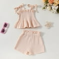 thumbnail image 2 of GXWEA Girls Two Piece Outfits Toddler Girls Clothes Baby Girl Clothes Set Little Girl Ruffle Top Pants Baby Girl Outfit Beige 2-3 Years, 2 of 7