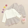 thumbnail image 2 of ibuvkizy Girls Summer Dresses Baby Princess Dress Toddler Kids Baby Girls Plaid Skirt Set Long Sleeve Jacket Coat Top Toddler Birthday Party Gown Kids Cute, 2 of 7