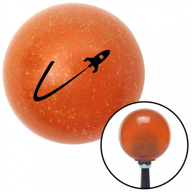 Black Rocketship Flying Orange Metal Flake Shift Knob with M16 x 1.5 Insert Shifter Brody