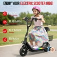thumbnail image 4 of AKLUER Kids Electric Scooter, Bluetooth Speaker Foldable Scooter with Seat & Carry Basket & LED Light Strip, 11MPH 132lbs Max Load E Mopeds (35.43 x 8.27 x 18.11 Inches), 4 of 9