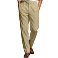 thumbnail image 3 of Men's Pleat Drapey Dress Pants Loose Straight Leg Business Trousers Solid Color Casual Business Work Pants with Pockets Office Meeting Daily Outfits, 3 of 7