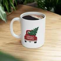 Red Truck with CH1Ristmas Tree Mug H1oliday Ceramic Coffee Cup