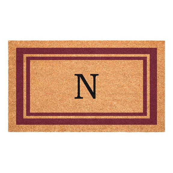Burgundy Border Monogram Doormat (Letter N)