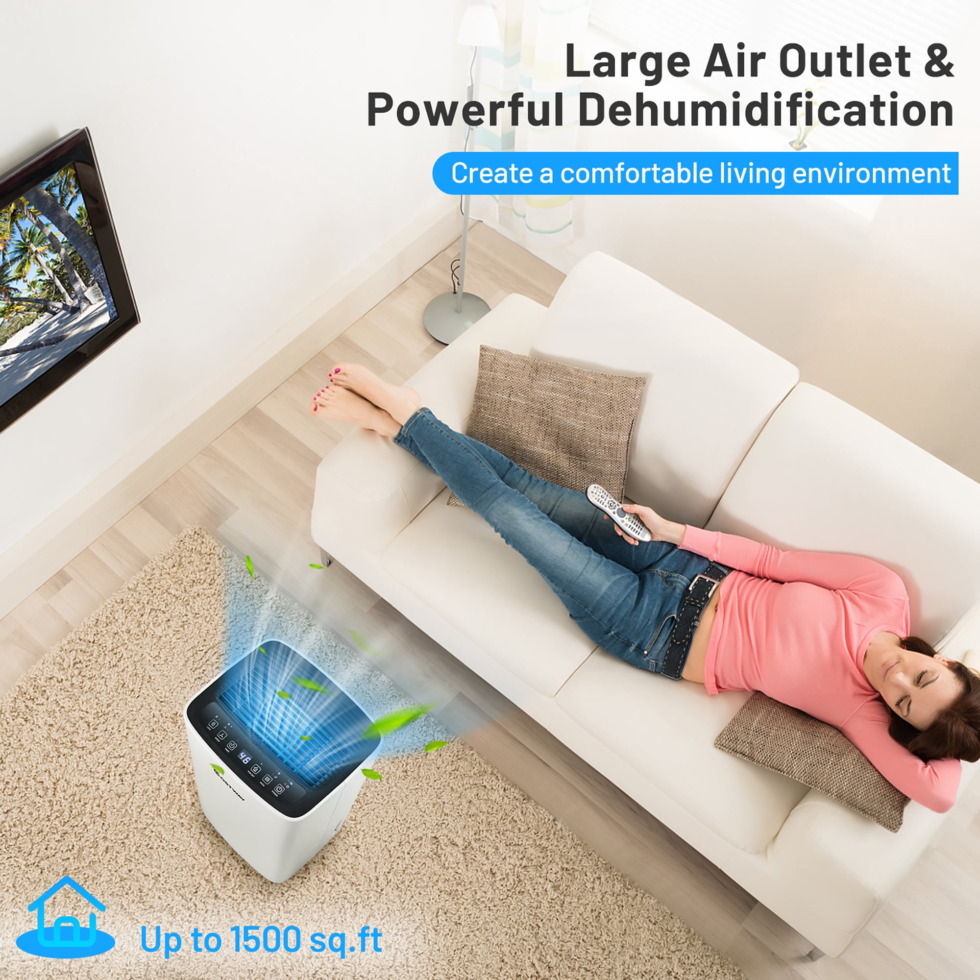 Costway 9-Pint (DOE) Portable Dehumidifier 1,500 Sq. ft Coverage Area (MAX 30Pint at 95°F, 90%RH)