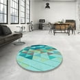 thumbnail image 3 of Ahgly Company Indoor Round Patterned Deep-Sea Green Area Rugs, 5' Round, 3 of 6
