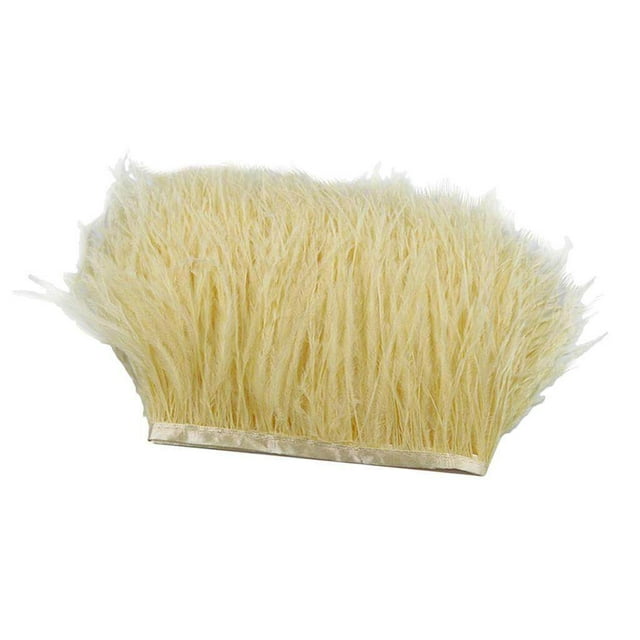 1 Yard de Plumes d'Autruche Teintes Décoration de Fête Frange Colorée Ruban Beige
