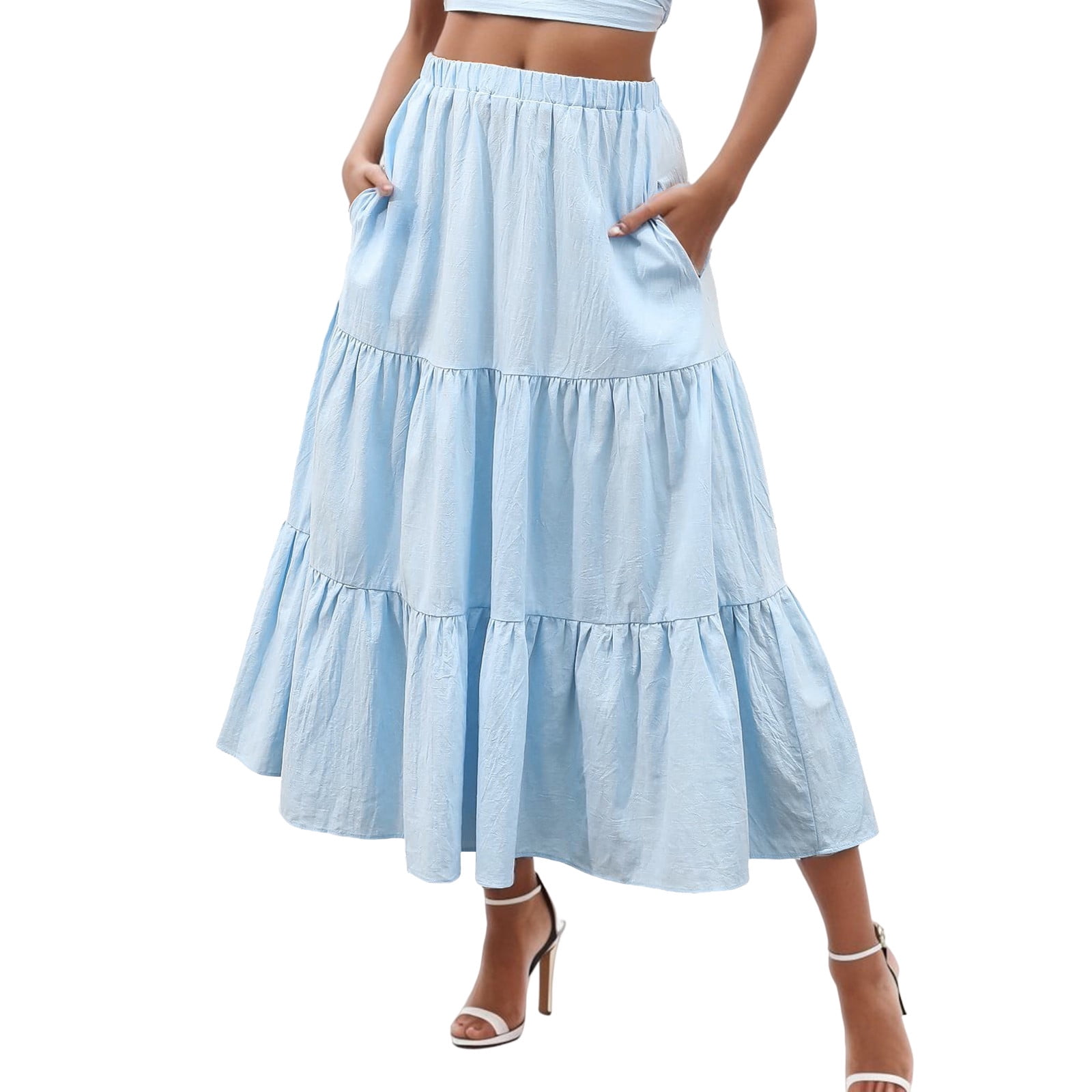 Blue long wool skirt hotsell