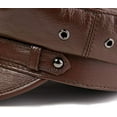 thumbnail image 4 of SikaFu Men Sheepskin Leather Military Cap Winter Warm Hat, 4 of 5