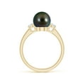 thumbnail image 2 of ANGARA Tahitian Cultured Pearl Three Stone Ring with Diamonds in 14K Yellow Gold for Women | June Birthstone, Birthday, Anniversary, Jewelry Gift for Women | Pearl Ring, 2 of 9