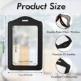 Work Window Cover 50 Pack ID Badge Holder PU Leather ID Name Card Tag Holder Protector ...