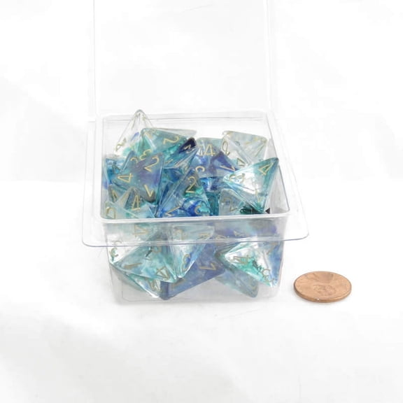 Oceanic Nebula Luminary Dice with Gold Numbers 16mm (5/8in) D4 Set of 50 Wondertrail