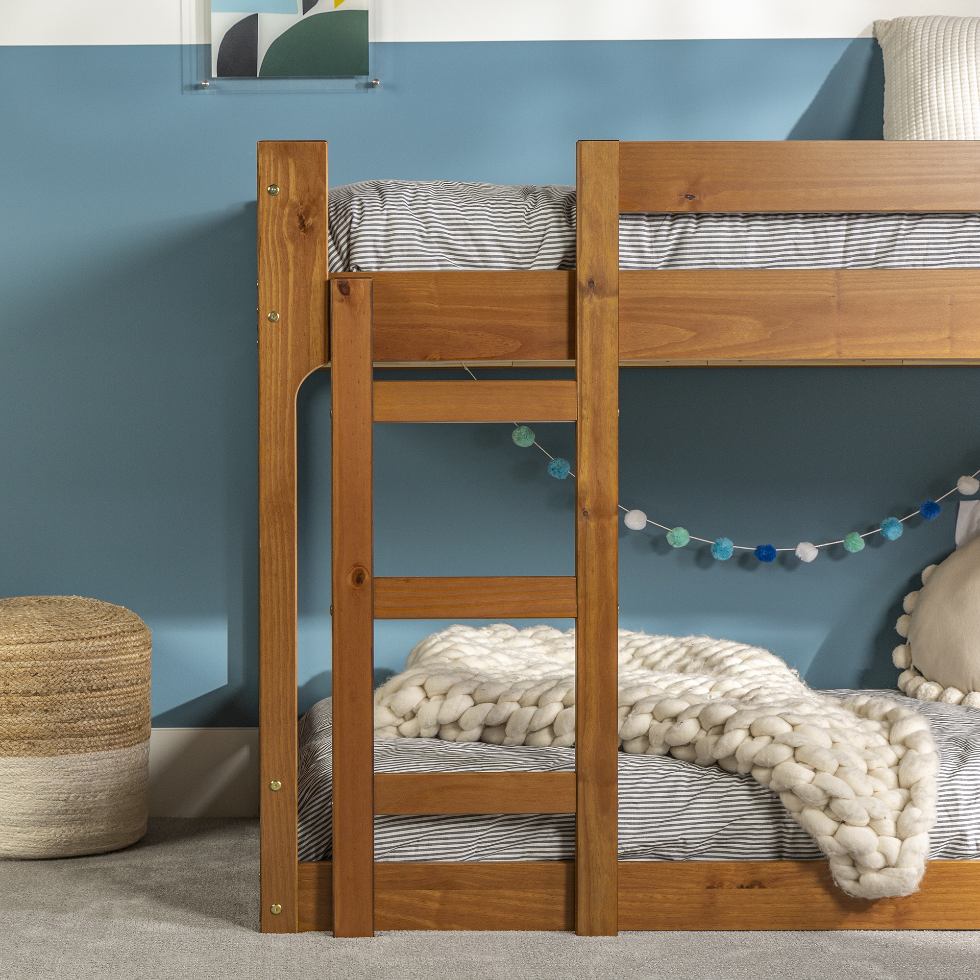 Walker Edison Modern Twin Over Twin Youth Bunk Bed, Caramel - image 4 of 19