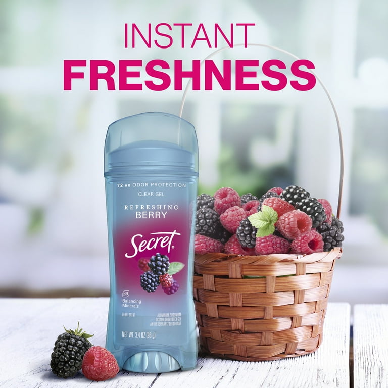 Secret Antiperspirant Deodorant Clear Gel Berry 3.4 oz, 48-Hour