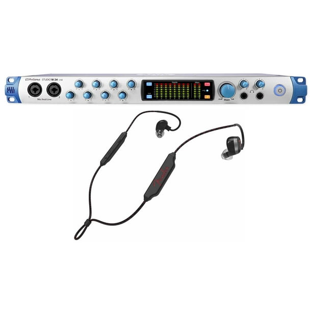 Presonus Studio 1824 18x18 USB Audio Interface w/ 8 Mic Preamps+Fender  Earbuds 