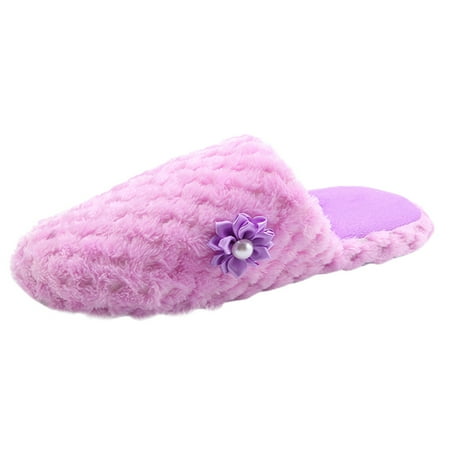 

uikmnh Warm Slippers Women Warm Shoes Solid Slipper Indoors Anti-slip Winter House Shoes Flip Flops 7-7.5