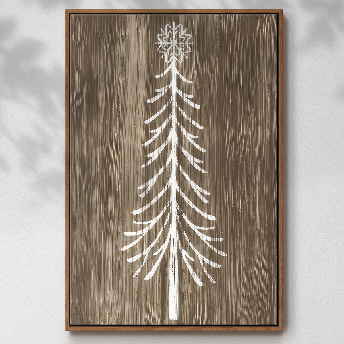 Barnwood Wonderland VII - Framed Gallery Wrapped Holiday Canvas - 25 x 37 - Rosewood Frame