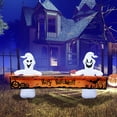 thumbnail image 2 of Large Hallowee Inflatable-8FT White Ghosts with Orange Banner Print “Happy Halloween” LED Lights Outdoor Halloween Decorations Blow Up Decoration for Halloween Party, Yard, Garden, Lawn, 2 of 9