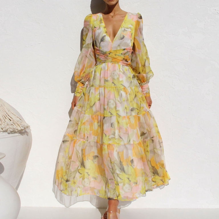 princess polly baby blue dress Butter Yellow Embroidered Lenzing™ Ecovero™ Euroflax™ Midi Dress main image 0