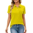 thumbnail image 4 of Soyumi Casual Short Sleeve Linen Shirts for Women, V Neck Button Down Blouse Short Sleeve Office Work Tops Vintage Vacation Tees Shirt Blouse Tops, Yellow, 4 of 7