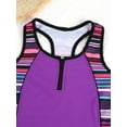 thumbnail image 5 of YEAHDOR Kids Girls 3Pcs Swimsuit Stripped Front Zipper Tank Top with Briefs and Shorts Bathing Suit Rose Red 4, 5 of 7