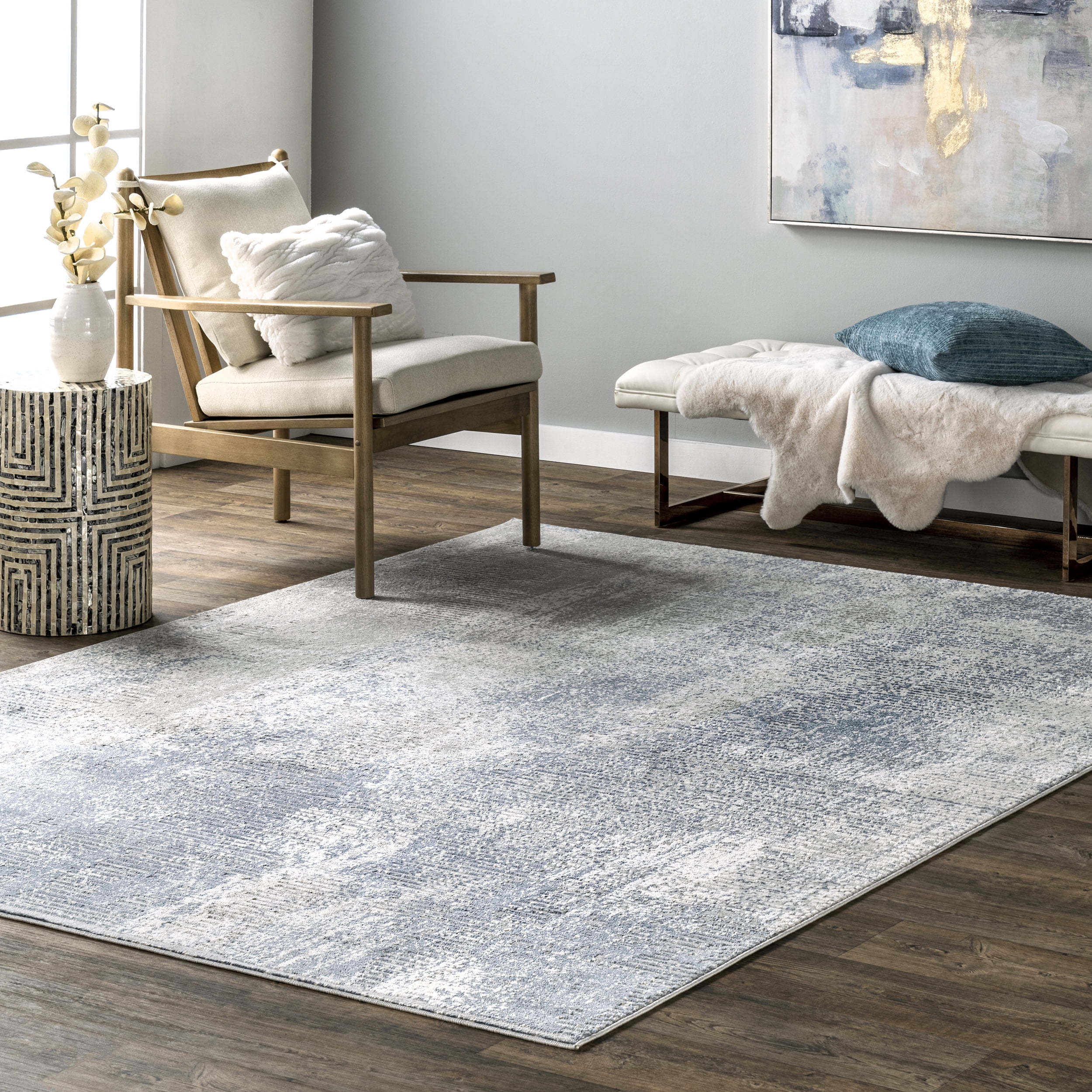 Blue 2' 6 x 14' nuLOOM Waterfall Vintage Abstract Runner Rug Blue 2' 6 x 14' nuLOOM Waterfall Vintage Abstract Runner Rug